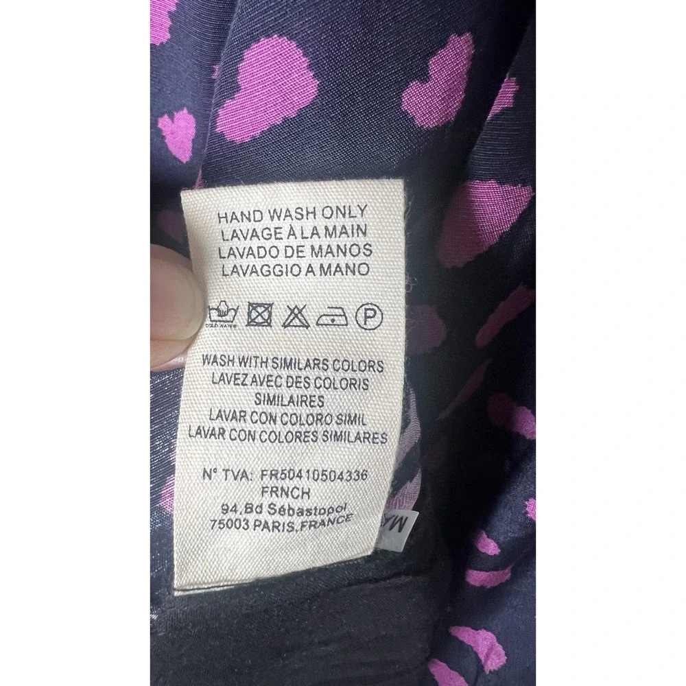 FRNCH Paris Size Small Acela‎ Blue Heart Print Mini Wrap Valentines V-Neck Dress